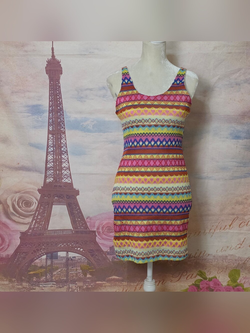 Honey Punch Bright Multicolor Striped Tank Mini Dress